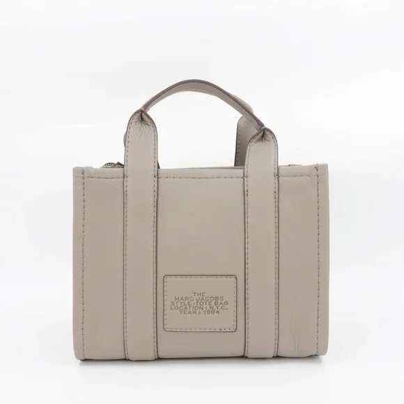 Marc Jacobs Women's The Leather Small Tote Handbag Cement Gray OS - Picture 5 of 16